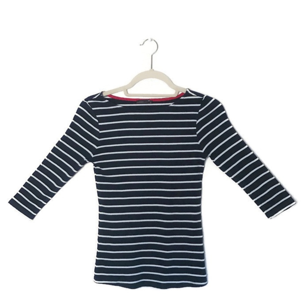 Zara Navy & White Striped Long Sleeve